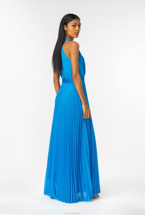 Vestido longo deals chiffon plissado